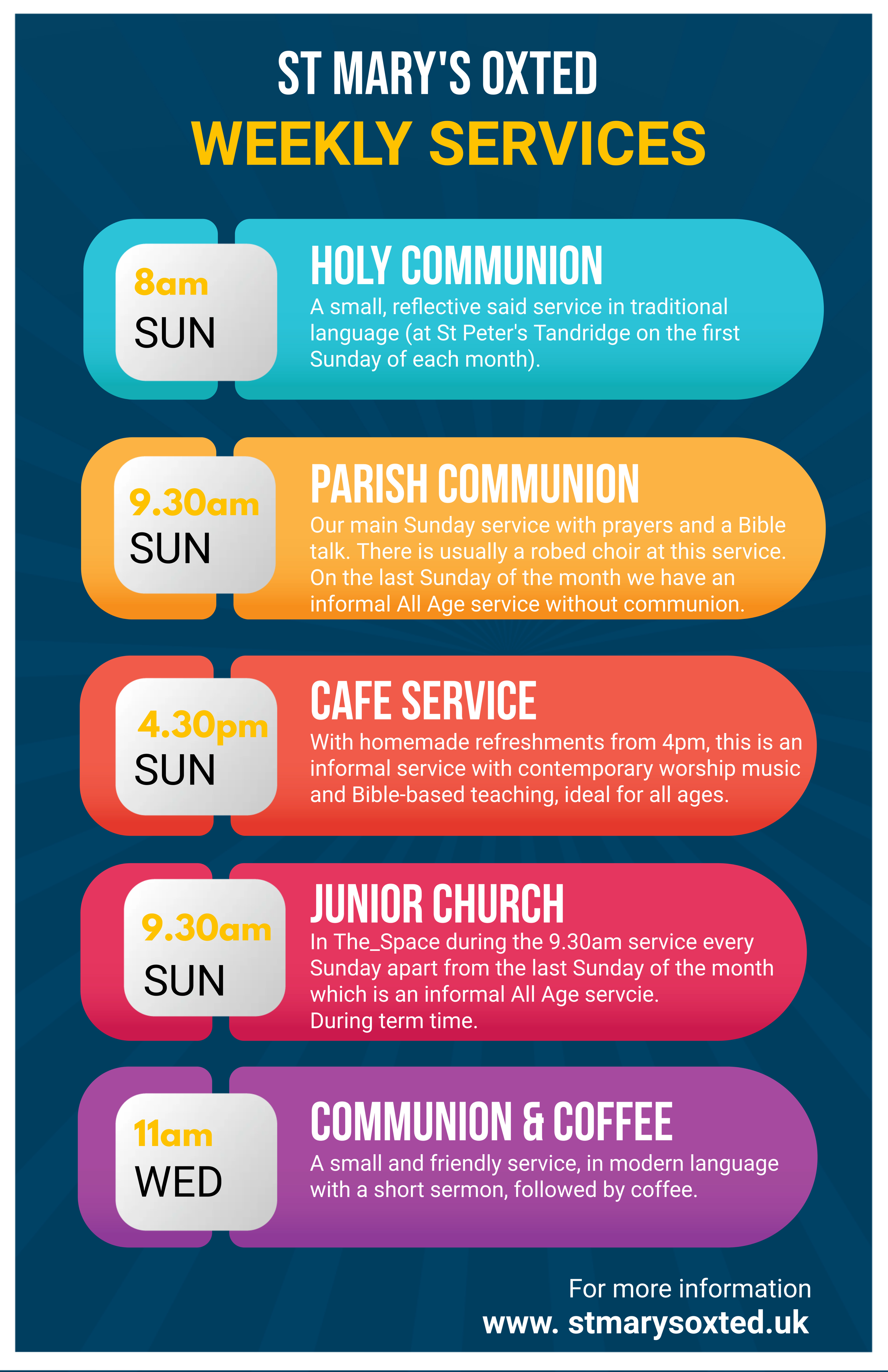 St Mary's weekly services post